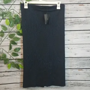 NWT Zara sparkle diamond blue black stretchy midi pencil skirt sz Large