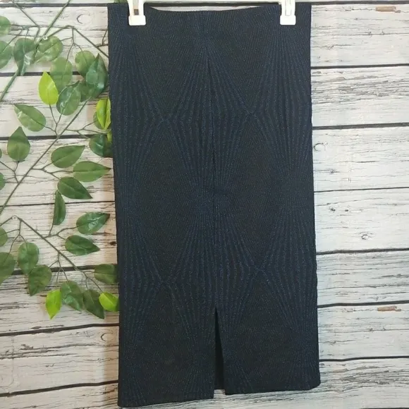 NWT Zara sparkle diamond blue black stretchy midi pencil skirt sz Large