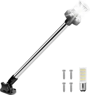 Obcursco Boat Stern Lights, IP67 Waterproof Fold-Down White LED Anchor Light for Marine, Pontoon, Fishing, Bass, and Jon Boats(12 Inches)