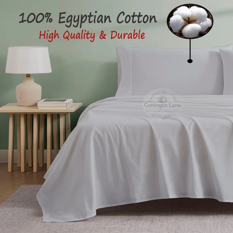 Olympic Queen Cotton Bed Sheets Set - 400 Thread Count - 4 Piece Set - Fits Mattress Up To 12 Inch Deep Pocket - 66 x 80 Size - Light Grey Solid Olympic Queen Size Sheets