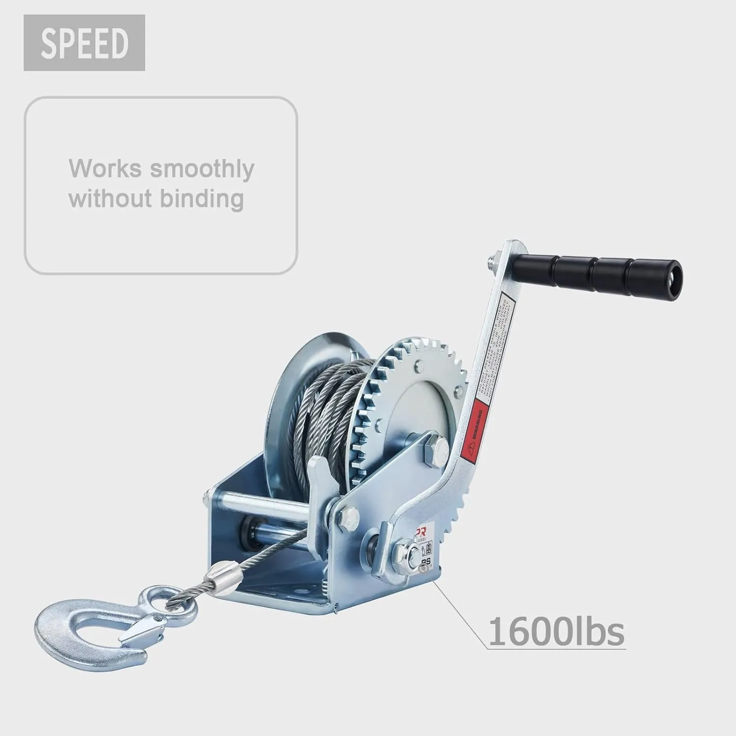 OPENROAD 1600lbs Hand Winch Boat Winch, Hand Crank Winch with 10m (32ft) Cable Manual Winches, Two-Way Adjustable Boat Trailer Winch, Corrosion Resistant Towing Winches (1600lbs)