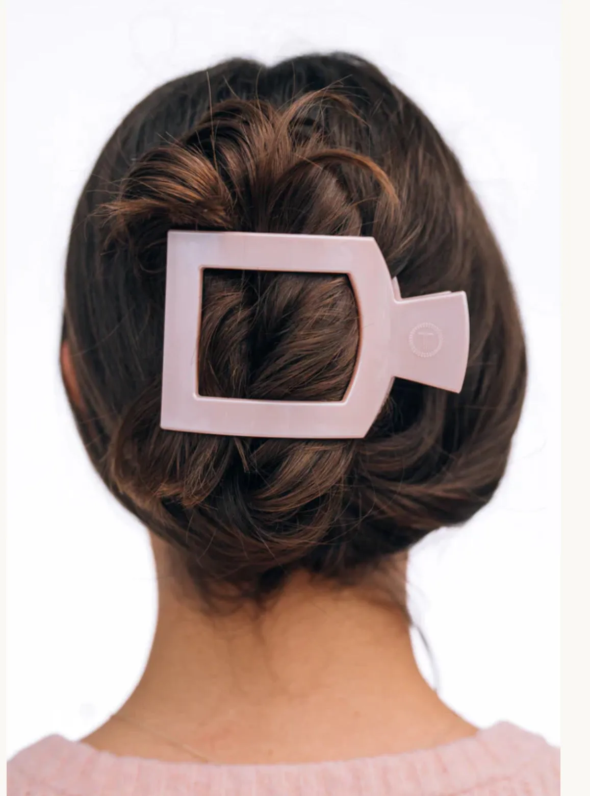 Pearly Pink Large Flat Square Hair Clip