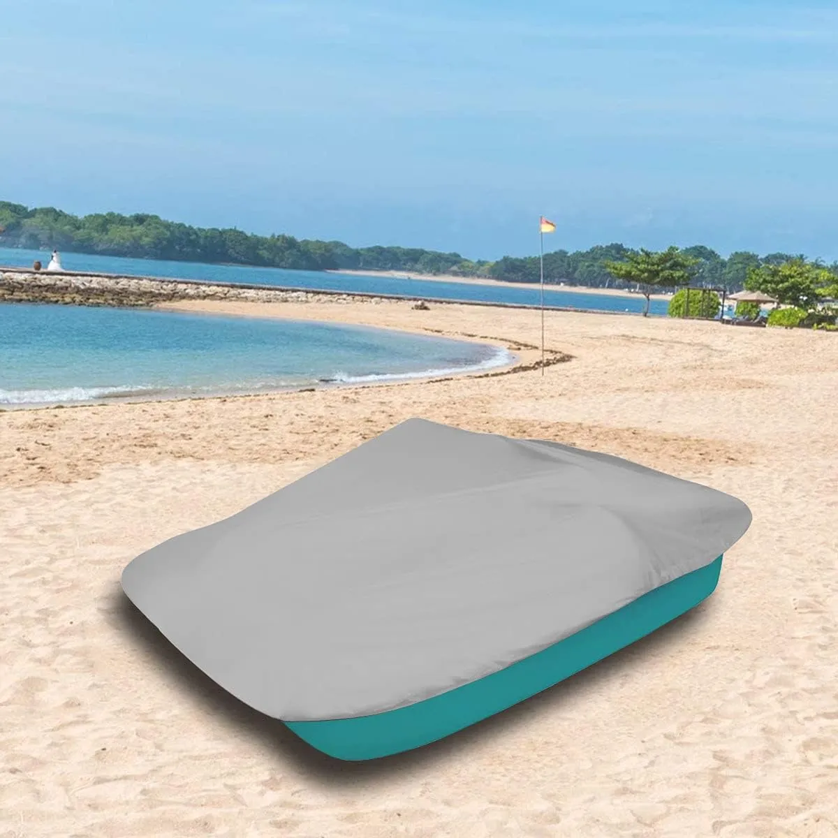 Pedal Boat Cover 112.5" L X 78.7" W Heavy 600D Oxford Fabric Outdoor 3 or 5 Person Paddle Boat Protector Waterproof Dust-Proof UV Protection,Gray