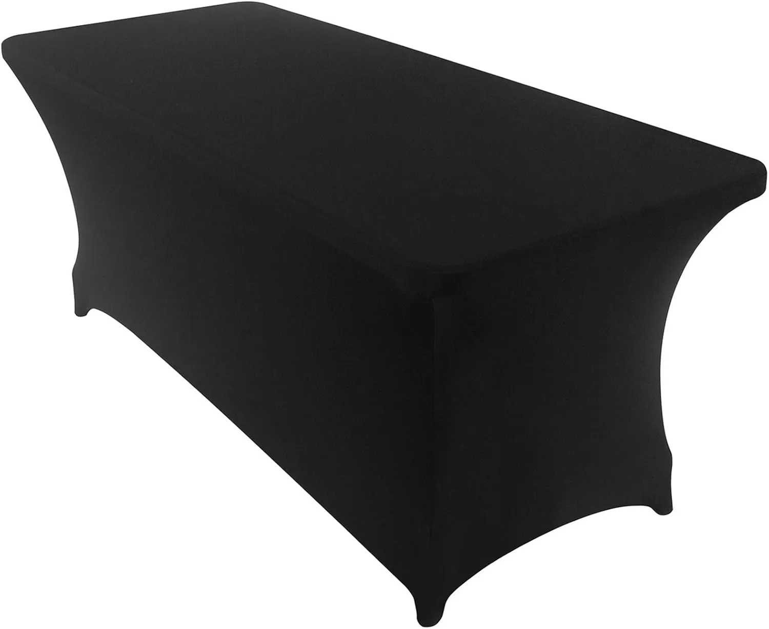 Peomeise 2PCS 6FT Spandex Table Cover Rectangular Stretch Spandex Tablecloth (Black,6FT)