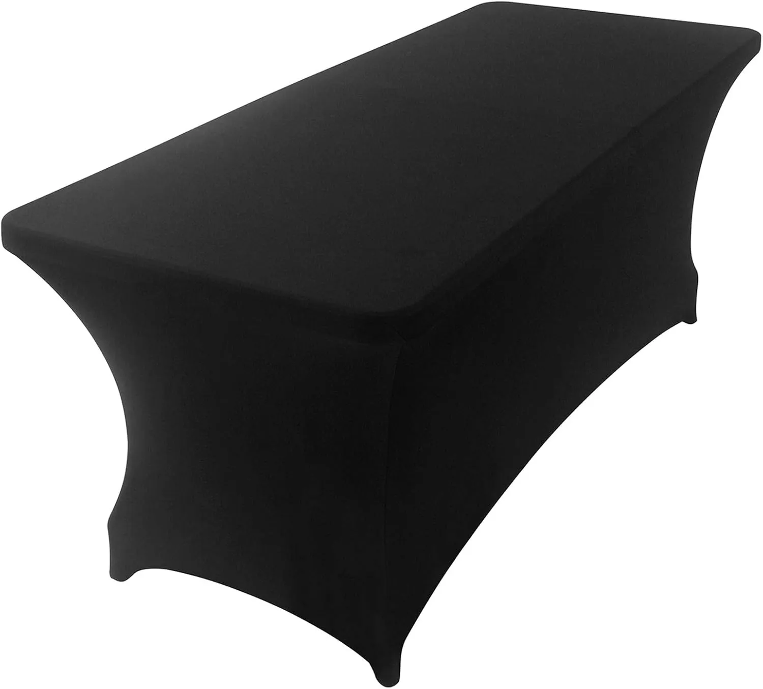 Peomeise 2PCS 6FT Spandex Table Cover Rectangular Stretch Spandex Tablecloth (Black,6FT)