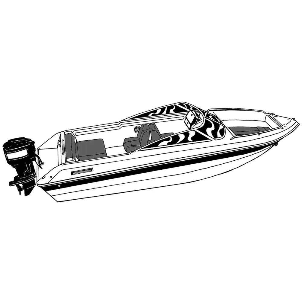 Performance Poly-Guard Styled-to-Fit Boat Cover f/16.5' V-Hull Runabout Boats w/Windshield & Hand/Bow Rails - Grey