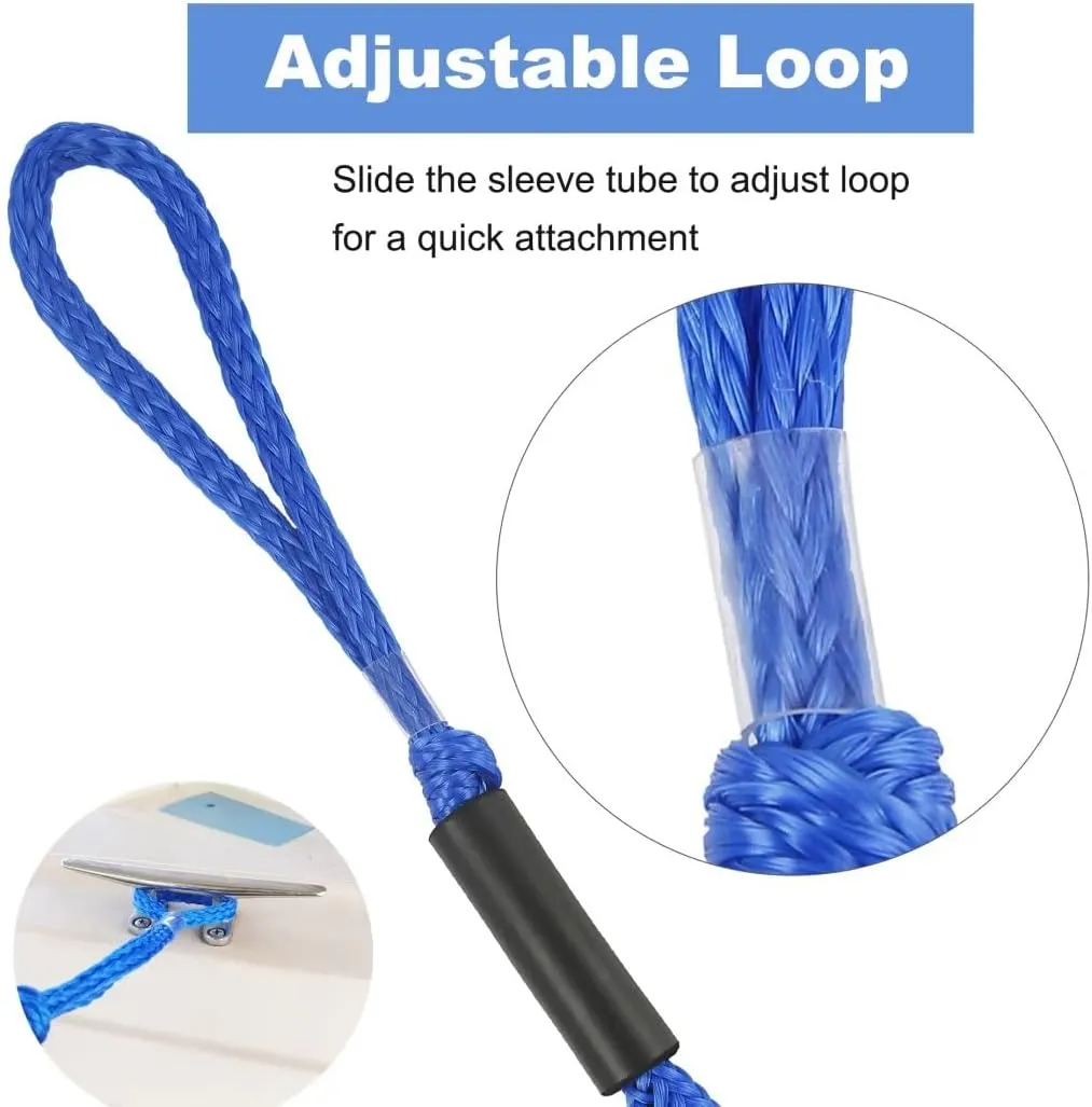 Perixir Bungee Dock Lines (2 Packs), 4ft (Stretch to 5.5ft), Blue, Polyethylene, 2200 lbs Tensile Strength, Compatible with Boat, PWC, Jet Ski, Pontoon, Kayak, Canoe, Power Boat