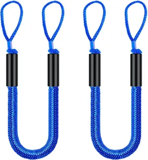 Perixir Bungee Dock Lines (2 Packs), 4ft (Stretch to 5.5ft), Blue, Polyethylene, 2200 lbs Tensile Strength, Compatible with Boat, PWC, Jet Ski, Pontoon, Kayak, Canoe, Power Boat