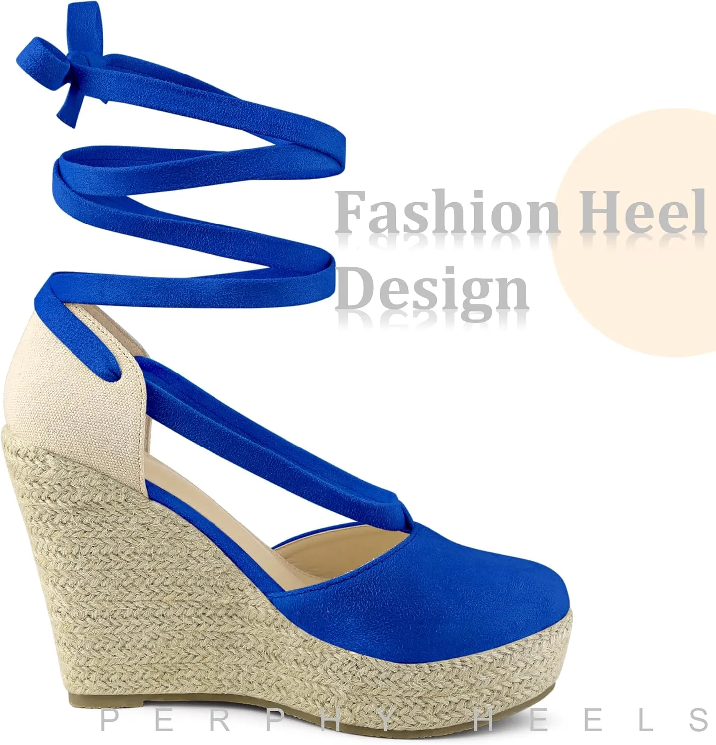 Perphy Lace Up Platform Sandal Closed Toe Espadrille Wedge Heel for Women