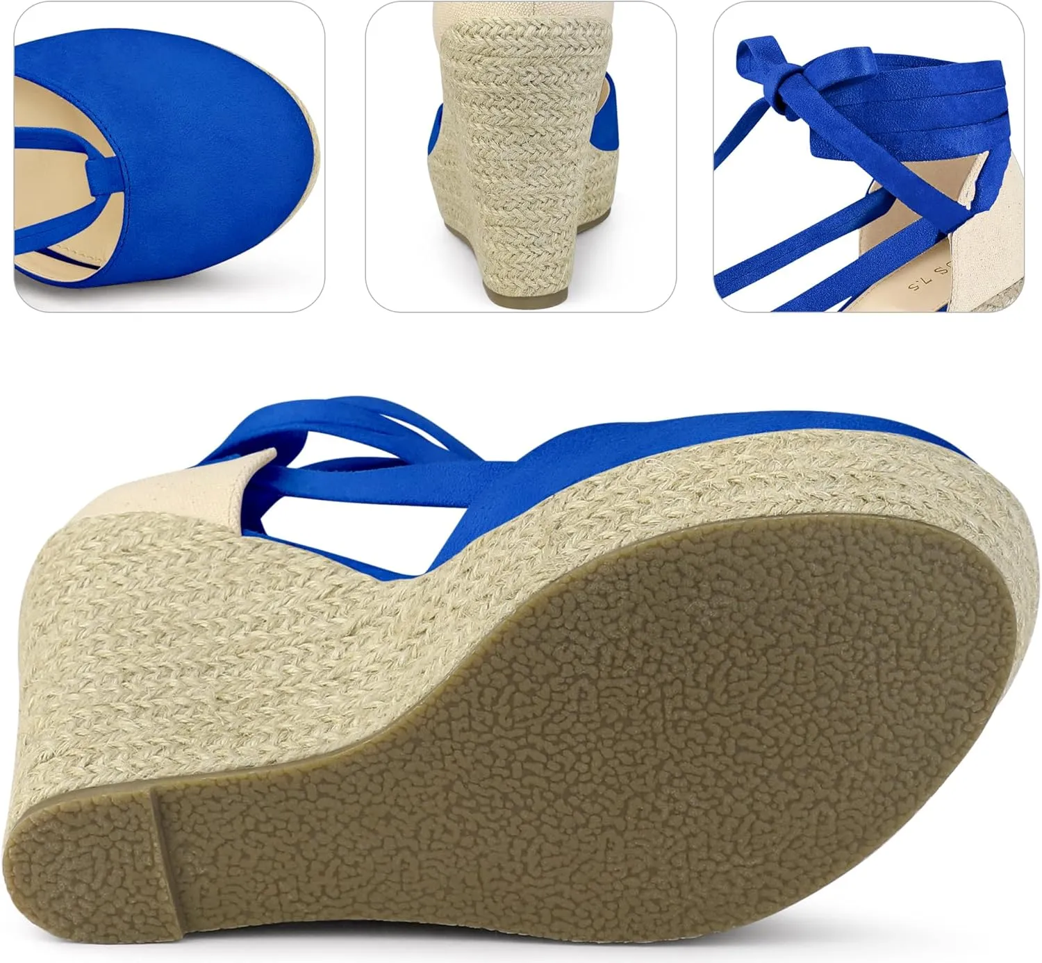 Perphy Lace Up Platform Sandal Closed Toe Espadrille Wedge Heel for Women
