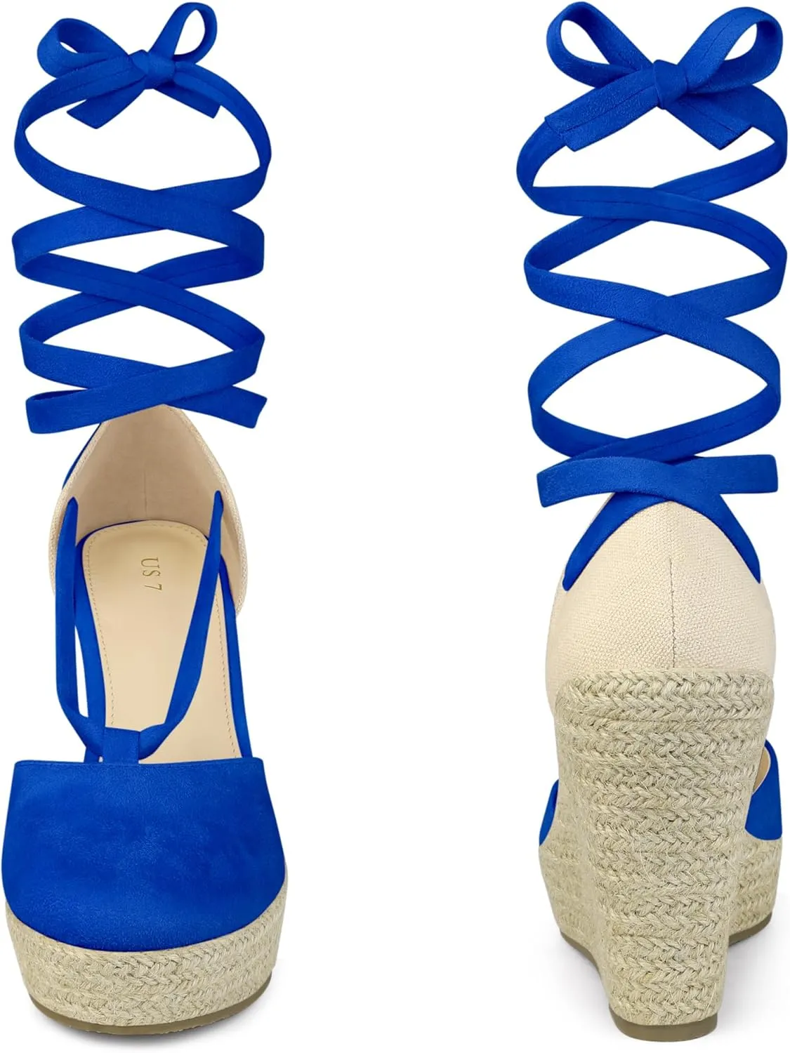 Perphy Lace Up Platform Sandal Closed Toe Espadrille Wedge Heel for Women