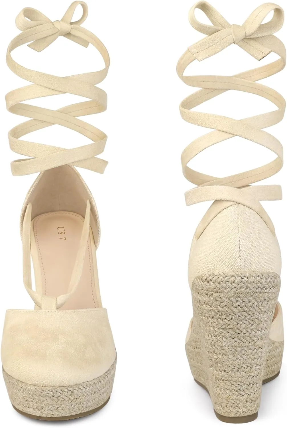Perphy Lace Up Platform Sandal Closed Toe Espadrille Wedge Heel for Women