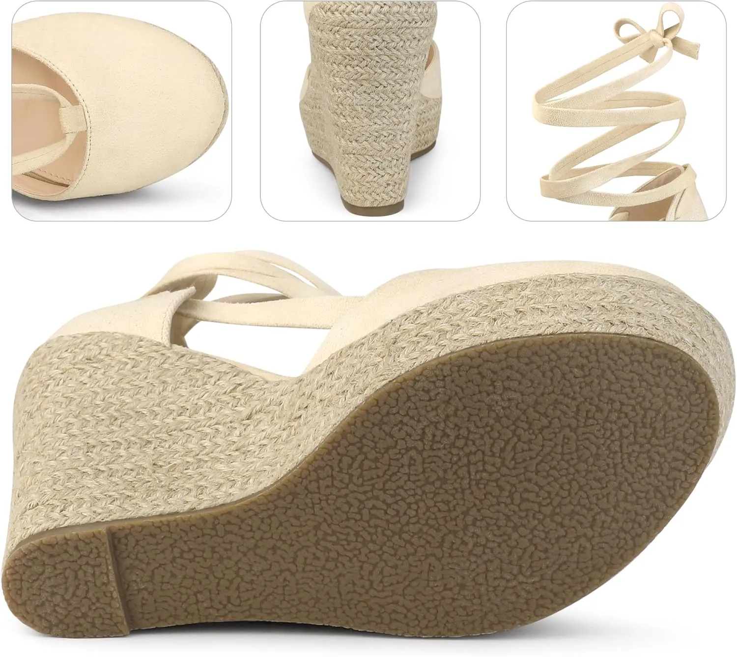 Perphy Lace Up Platform Sandal Closed Toe Espadrille Wedge Heel for Women