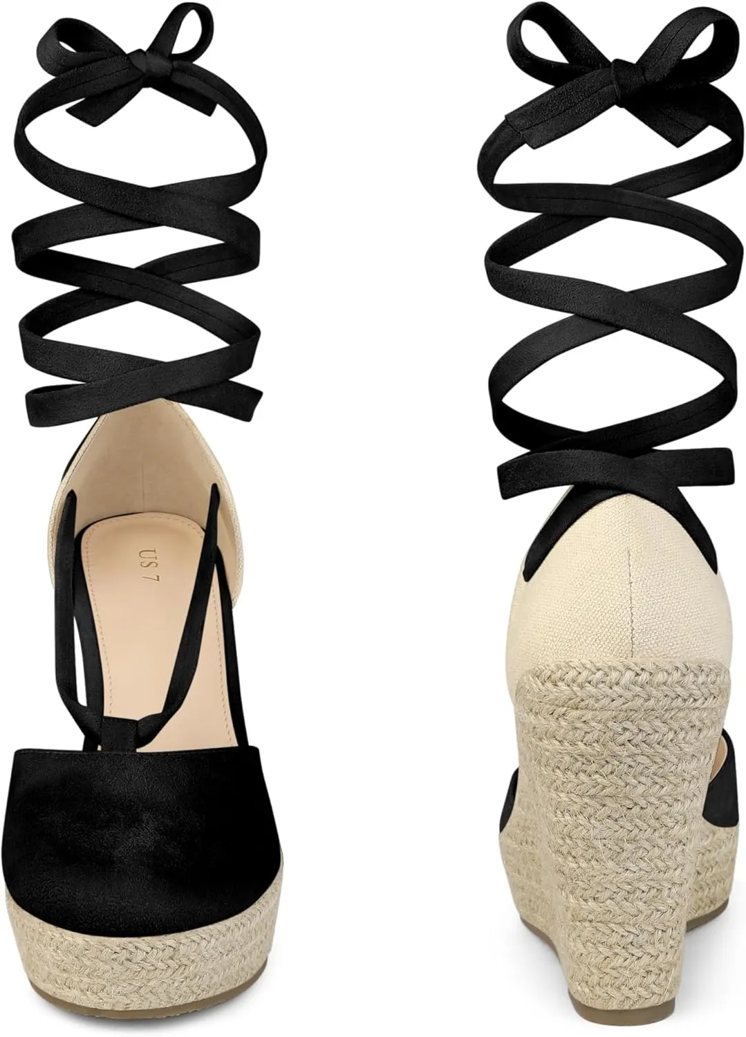 Perphy Lace Up Platform Sandal Closed Toe Espadrille Wedge Heel for Women