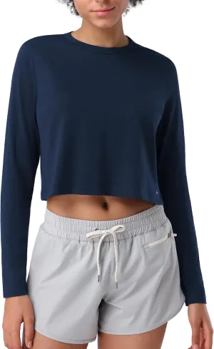 Pioneer Camp Long Sleeve Crop Tops for Women Cropped Workout Bamboo Viscose Shirts Loose Athletic Gym Yoga Running T-Shirts