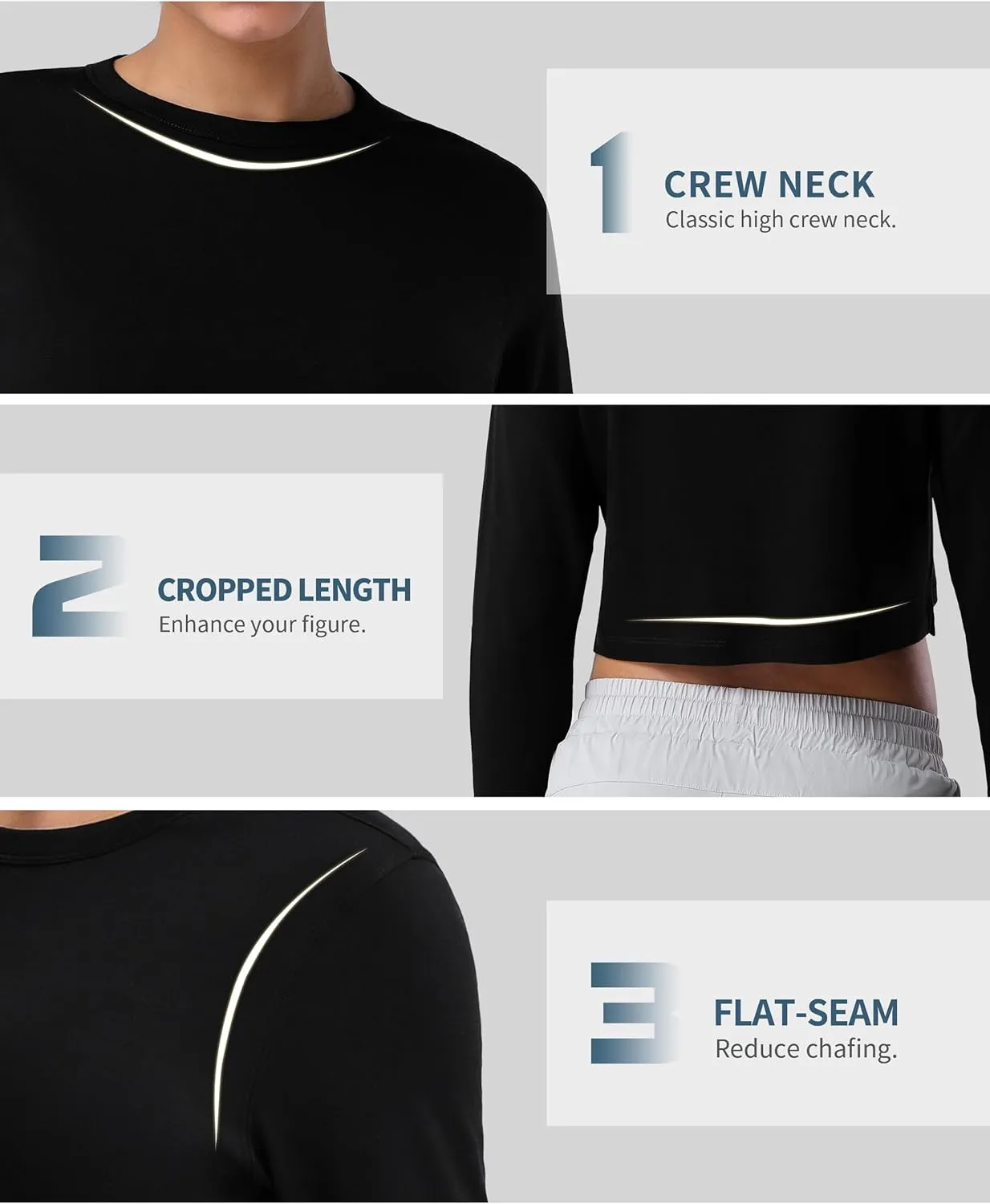 Pioneer Camp Long Sleeve Crop Tops for Women Cropped Workout Bamboo Viscose Shirts Loose Athletic Gym Yoga Running T-Shirts