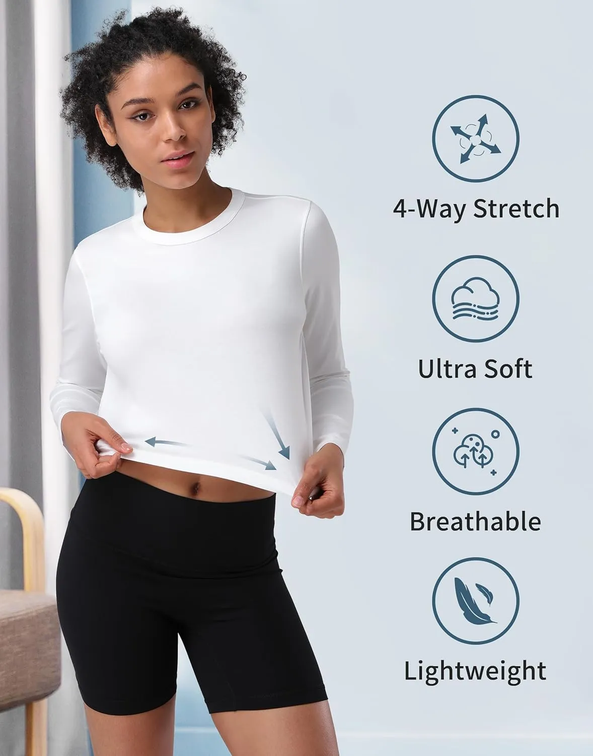Pioneer Camp Long Sleeve Crop Tops for Women Cropped Workout Bamboo Viscose Shirts Loose Athletic Gym Yoga Running T-Shirts