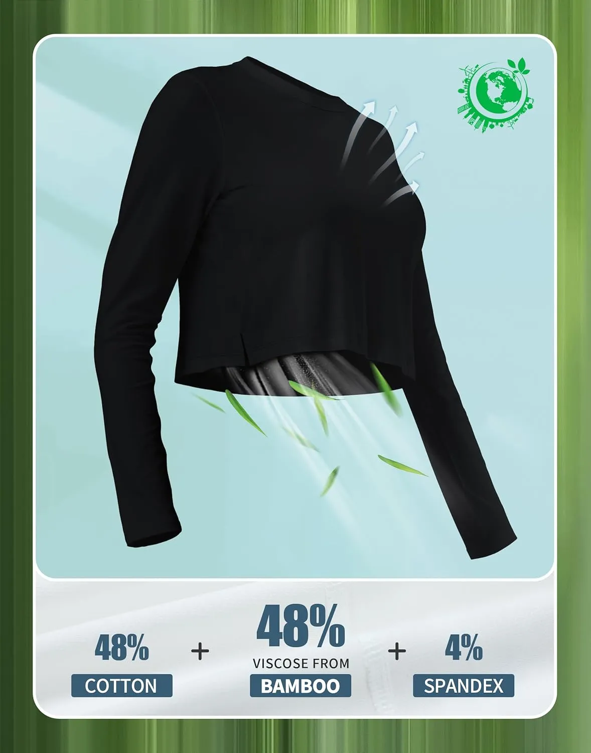 Pioneer Camp Long Sleeve Crop Tops for Women Cropped Workout Bamboo Viscose Shirts Loose Athletic Gym Yoga Running T-Shirts