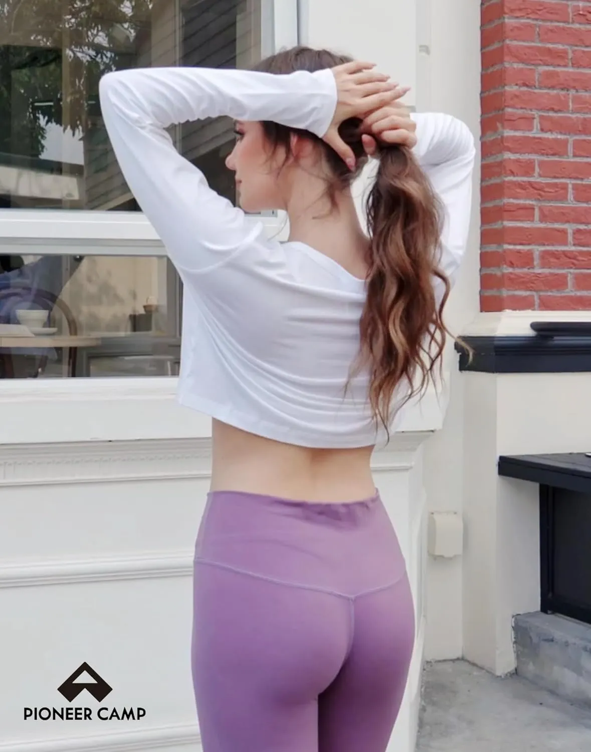 Pioneer Camp Long Sleeve Crop Tops for Women Cropped Workout Bamboo Viscose Shirts Loose Athletic Gym Yoga Running T-Shirts