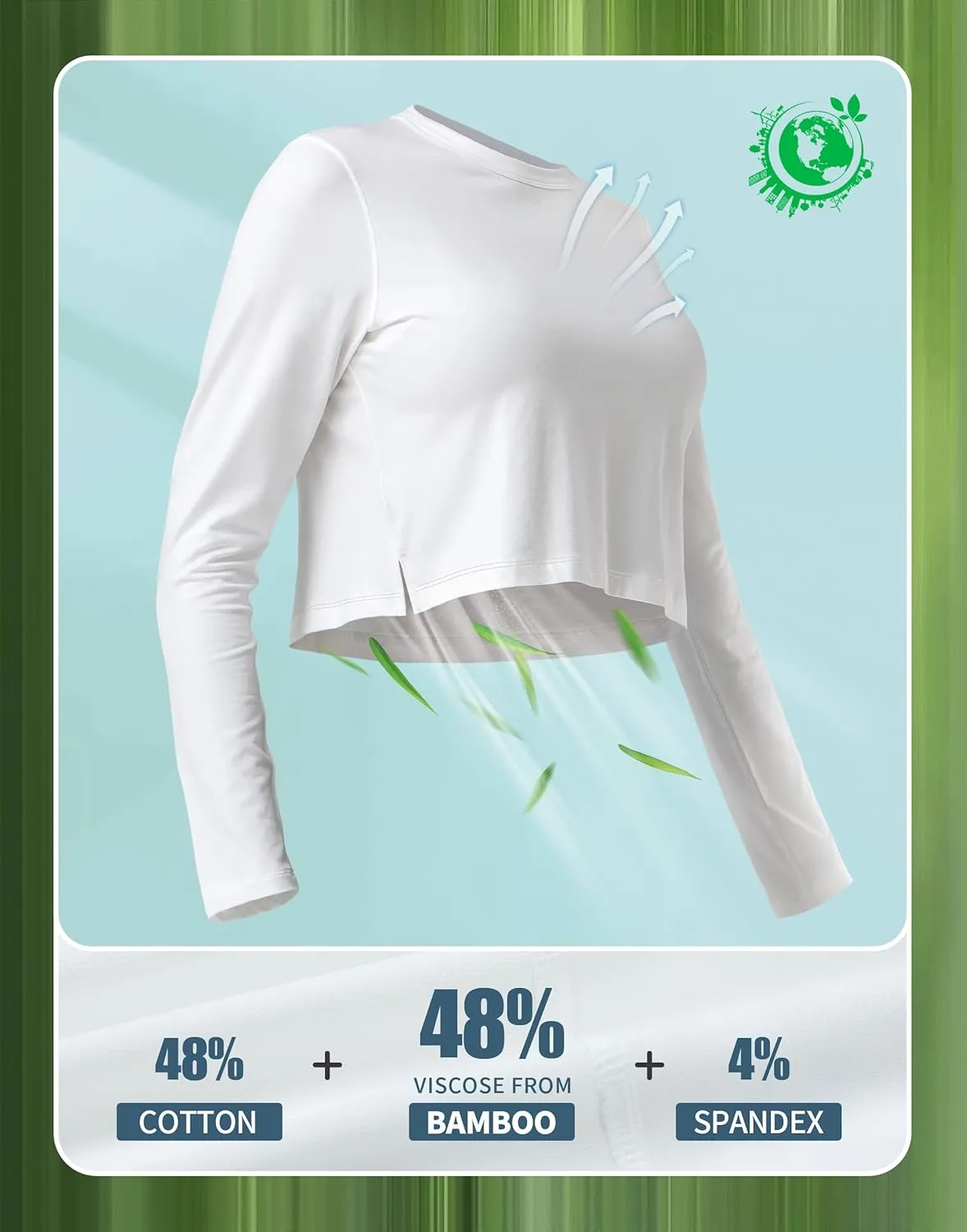 Pioneer Camp Long Sleeve Crop Tops for Women Cropped Workout Bamboo Viscose Shirts Loose Athletic Gym Yoga Running T-Shirts
