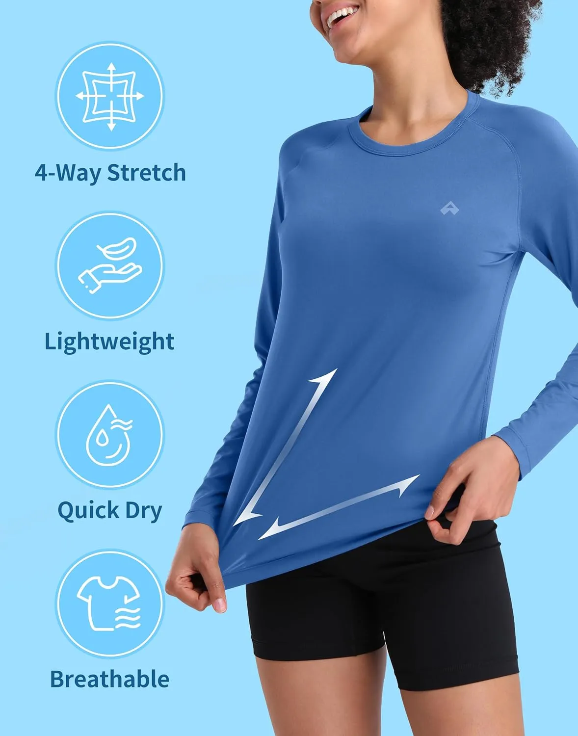 Pioneer Camp Rash Guard for Women Sun Shirts UPF 50  SPF UV Protection Long Sleeve Workout Tops Hiking Running Quick Dry
