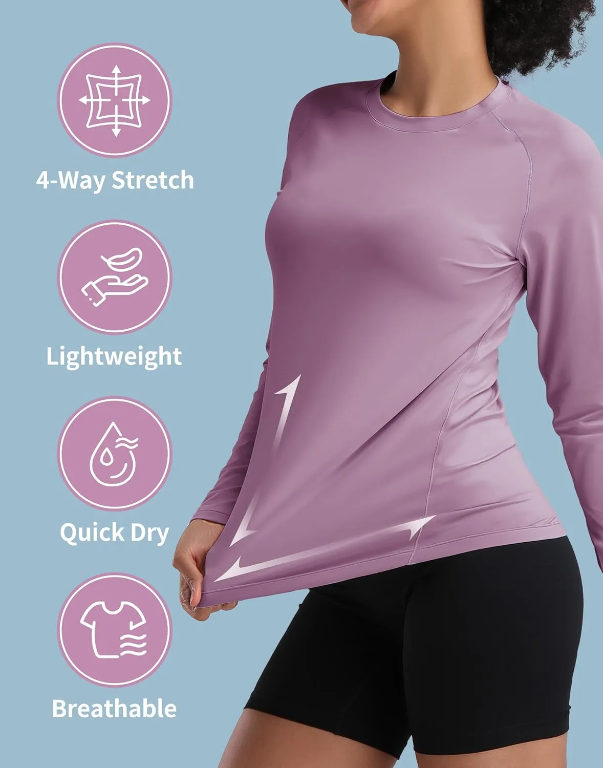 Pioneer Camp Rash Guard for Women Sun Shirts UPF 50  SPF UV Protection Long Sleeve Workout Tops Hiking Running Quick Dry