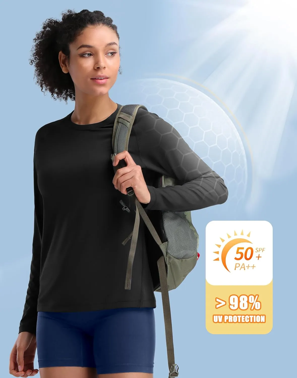 Pioneer Camp Rash Guard for Women Sun Shirts UPF 50  SPF UV Protection Long Sleeve Workout Tops Hiking Running Quick Dry