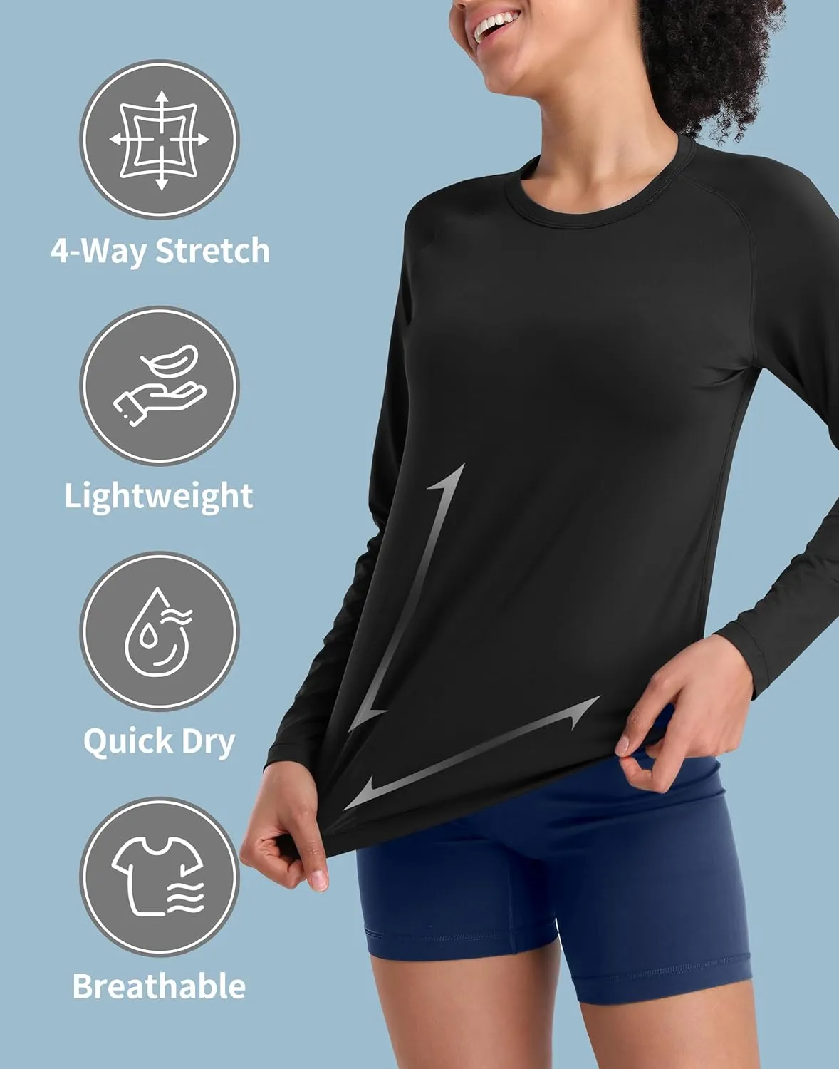 Pioneer Camp Rash Guard for Women Sun Shirts UPF 50  SPF UV Protection Long Sleeve Workout Tops Hiking Running Quick Dry