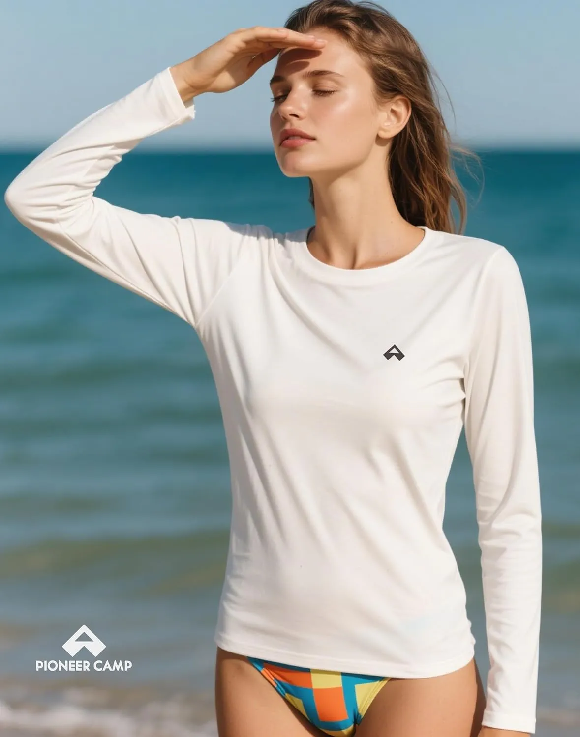 Pioneer Camp Rash Guard for Women Sun Shirts UPF 50  SPF UV Protection Long Sleeve Workout Tops Hiking Running Quick Dry
