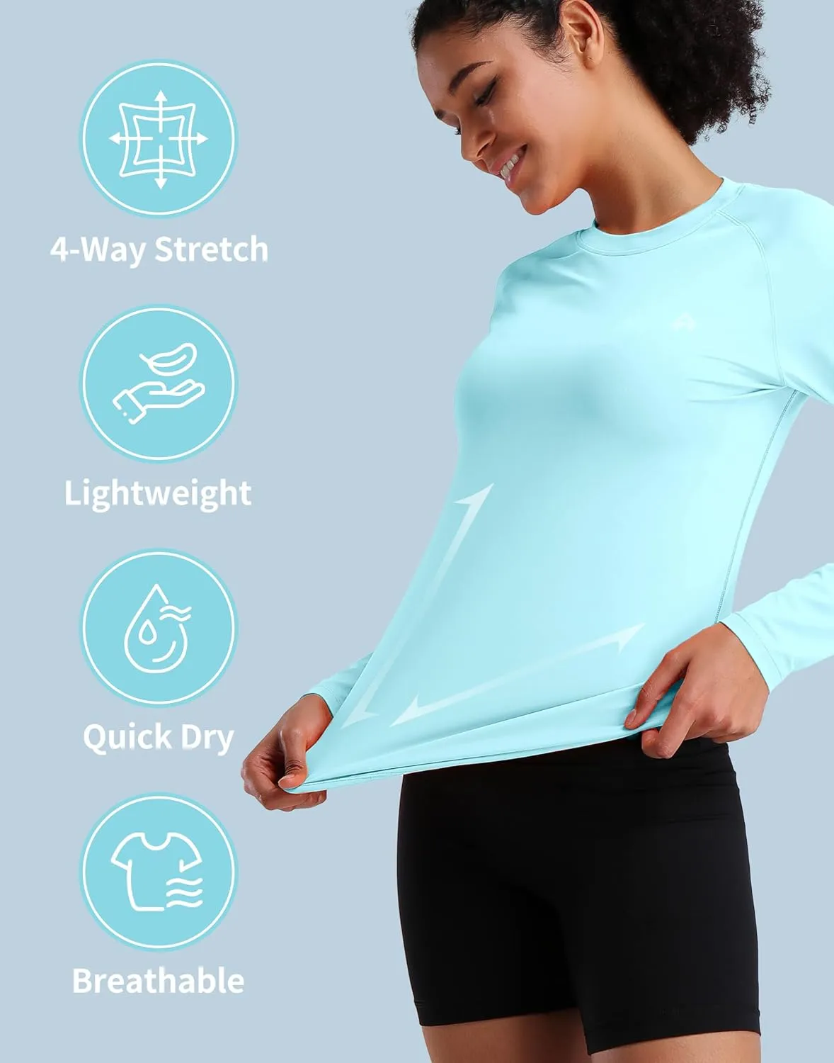 Pioneer Camp Rash Guard for Women Sun Shirts UPF 50  SPF UV Protection Long Sleeve Workout Tops Hiking Running Quick Dry
