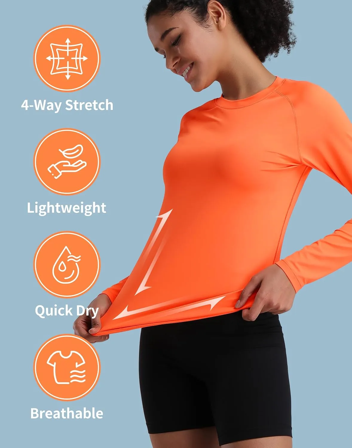 Pioneer Camp Rash Guard for Women Sun Shirts UPF 50  SPF UV Protection Long Sleeve Workout Tops Hiking Running Quick Dry