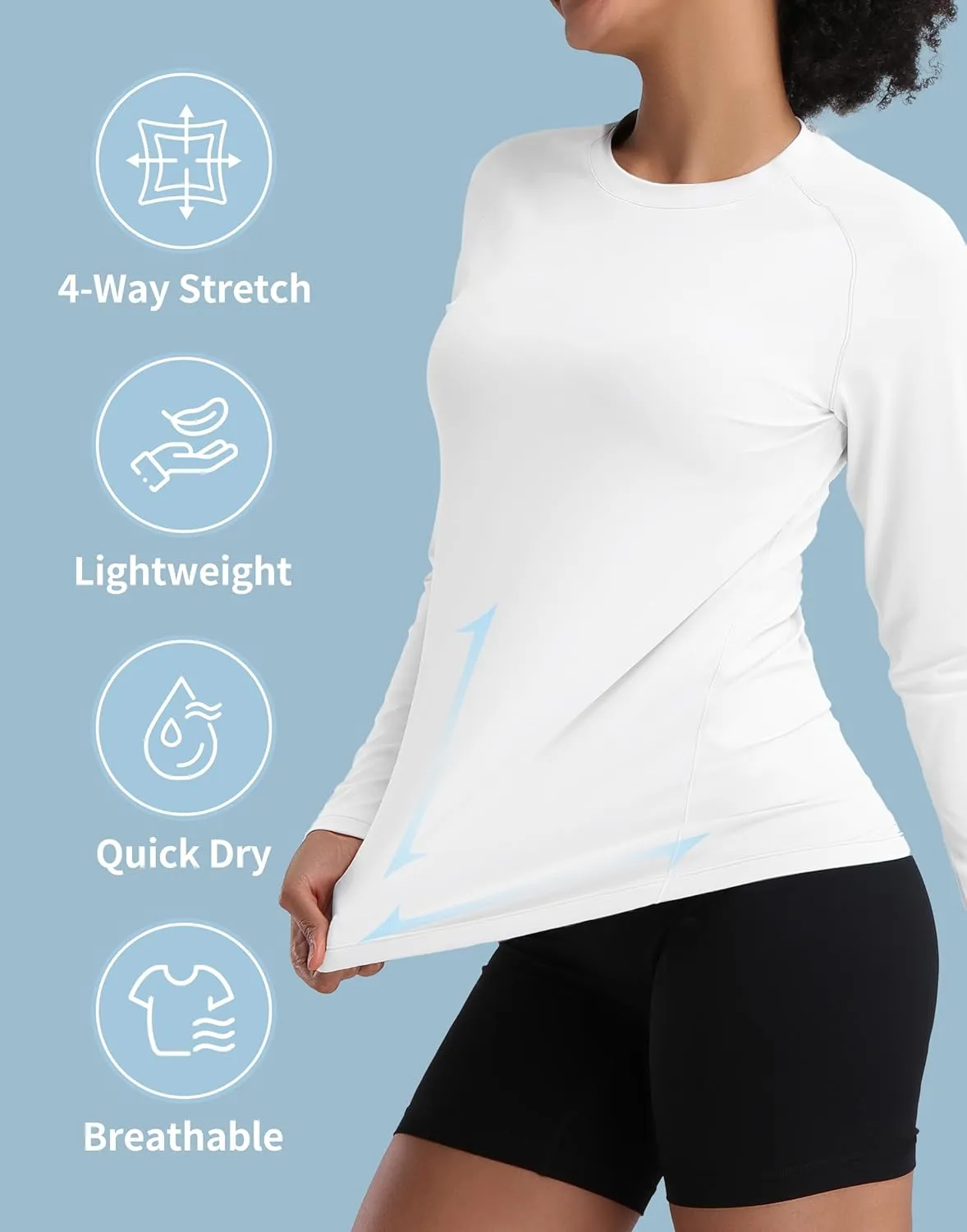 Pioneer Camp Rash Guard for Women Sun Shirts UPF 50  SPF UV Protection Long Sleeve Workout Tops Hiking Running Quick Dry