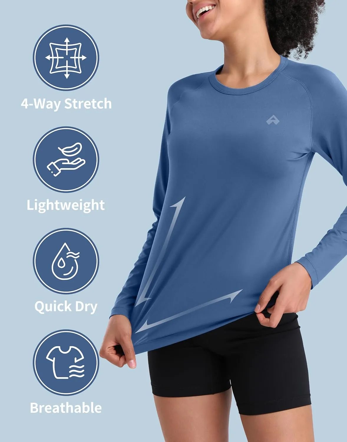 Pioneer Camp Rash Guard for Women Sun Shirts UPF 50  SPF UV Protection Long Sleeve Workout Tops Hiking Running Quick Dry