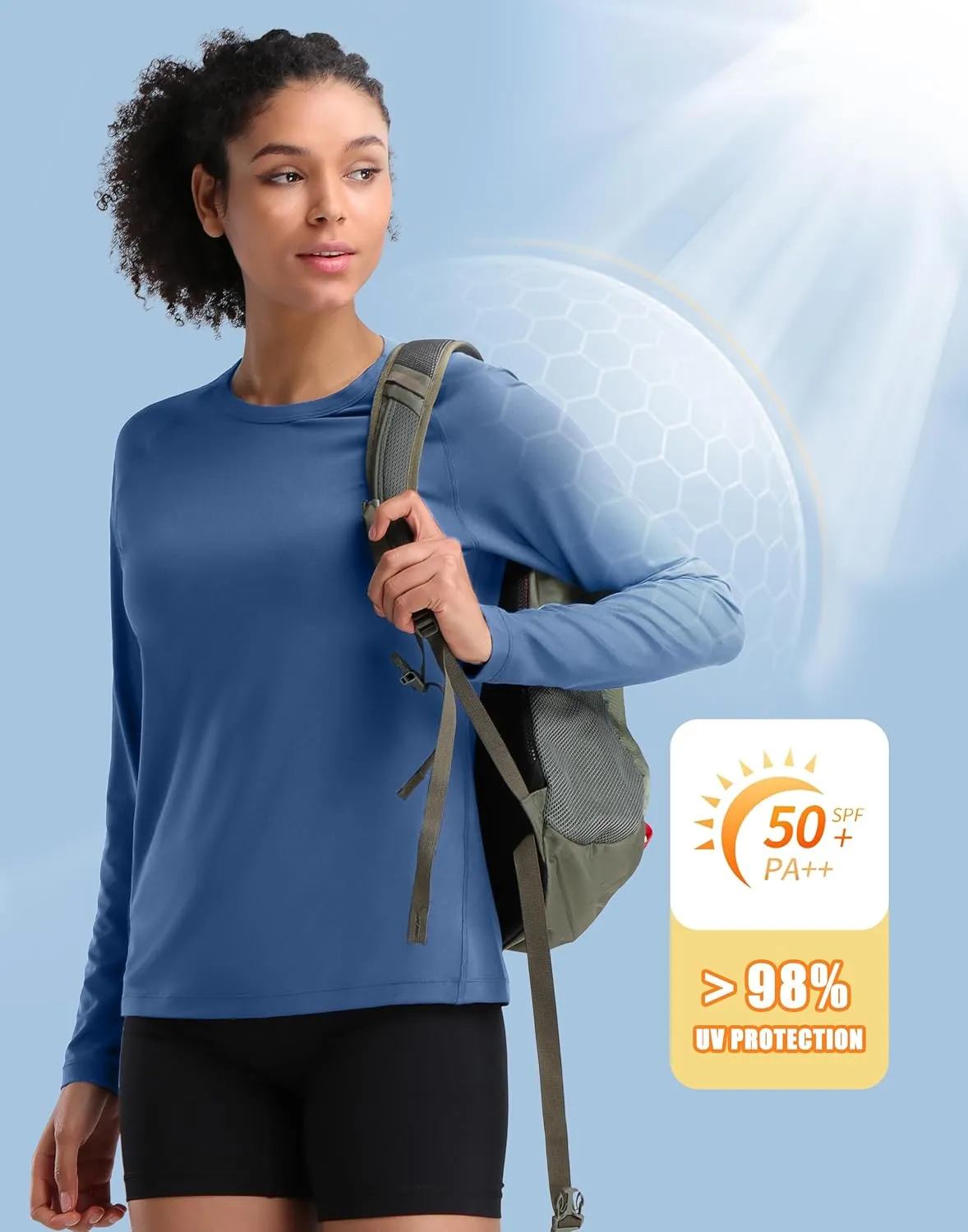Pioneer Camp Rash Guard for Women Sun Shirts UPF 50  SPF UV Protection Long Sleeve Workout Tops Hiking Running Quick Dry