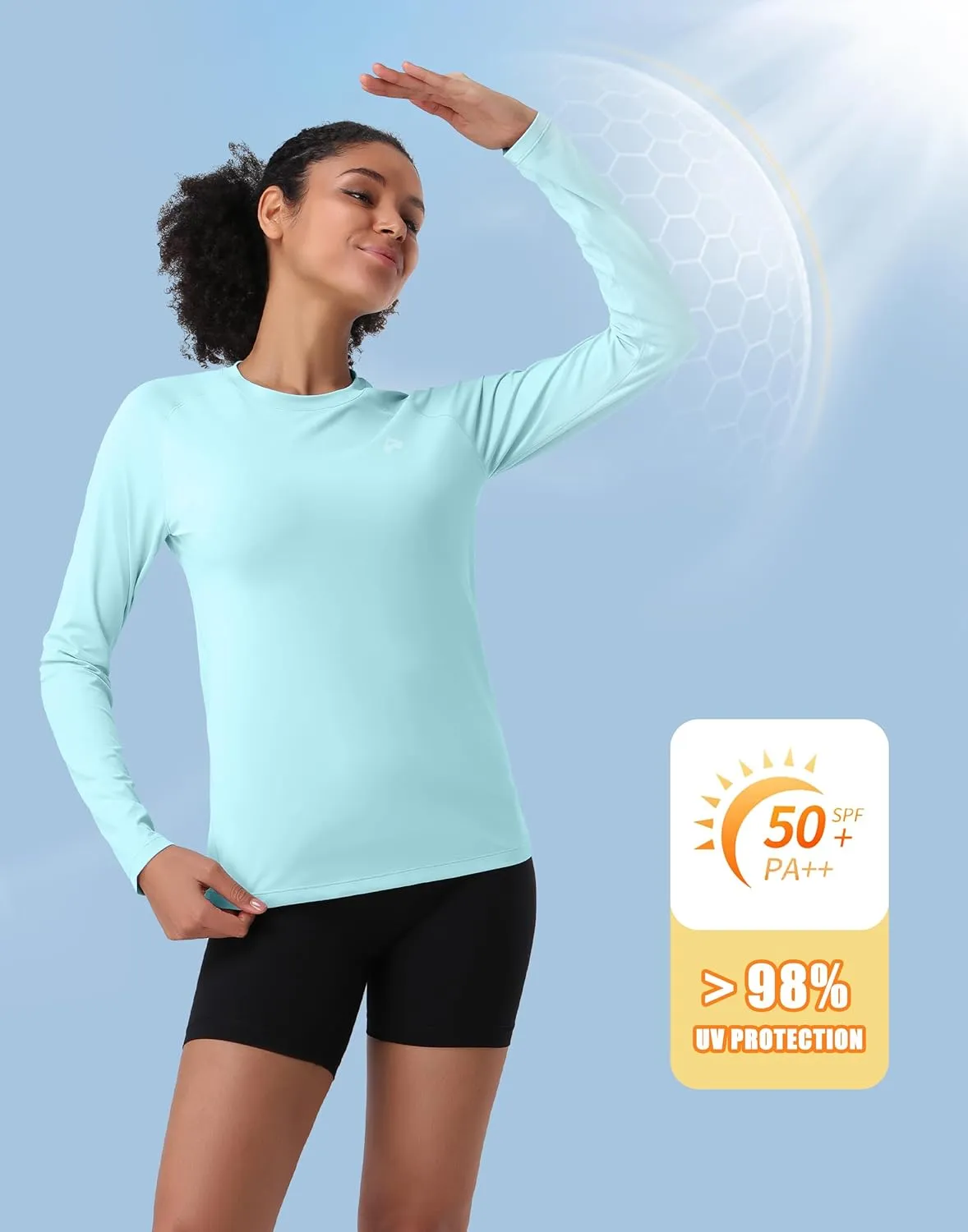 Pioneer Camp Rash Guard for Women Sun Shirts UPF 50  SPF UV Protection Long Sleeve Workout Tops Hiking Running Quick Dry