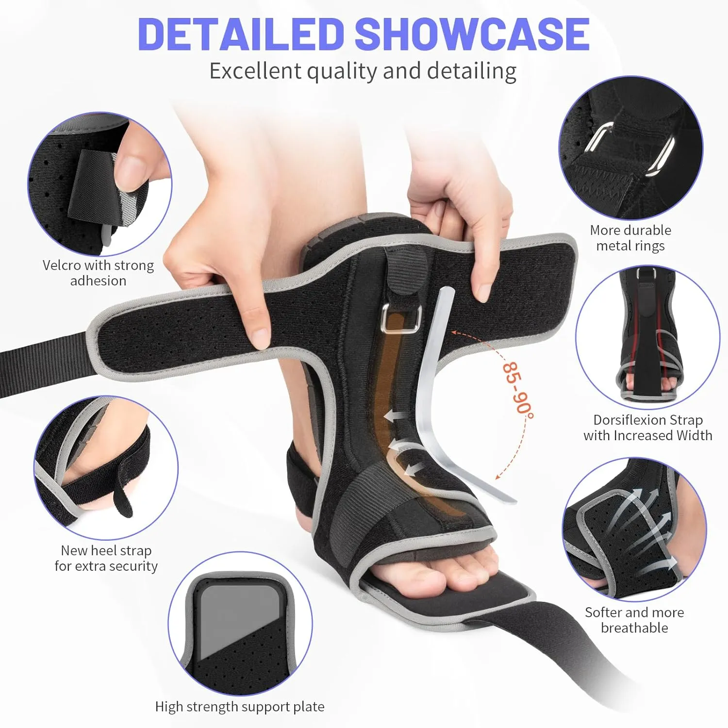 Plantar Fasciitis Night Splint: 2 Pack Plantar Fasciitis Brace for Women Men with Arch Support - Dual Effective Plantar Fasciitis Relief Achilles Tendonitis Foot Drop Heel Pain Black