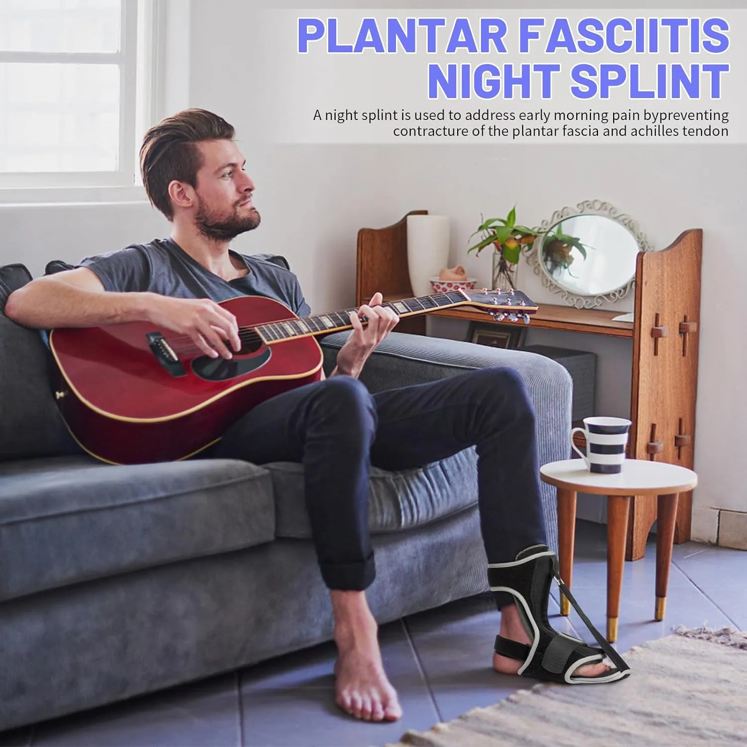 Plantar Fasciitis Night Splint: 2 Pack Plantar Fasciitis Brace for Women Men with Arch Support - Dual Effective Plantar Fasciitis Relief Achilles Tendonitis Foot Drop Heel Pain Black