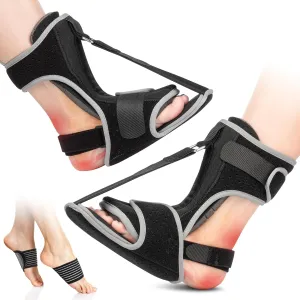 Plantar Fasciitis Night Splint: 2 Pack Plantar Fasciitis Brace for Women Men with Arch Support - Dual Effective Plantar Fasciitis Relief Achilles Tendonitis Foot Drop Heel Pain Black