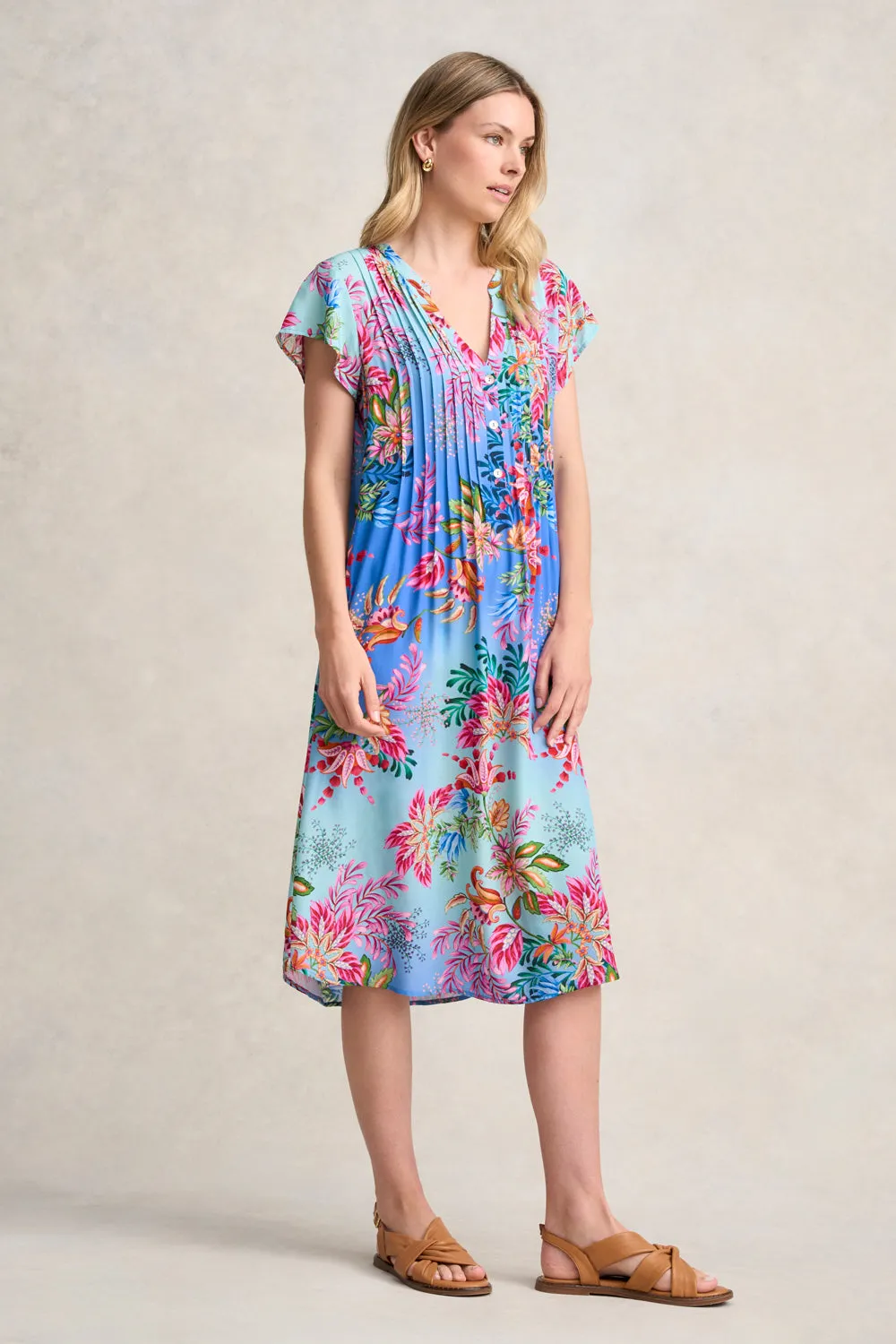 Pleat Front Midi Dress - Midsummer Paisley