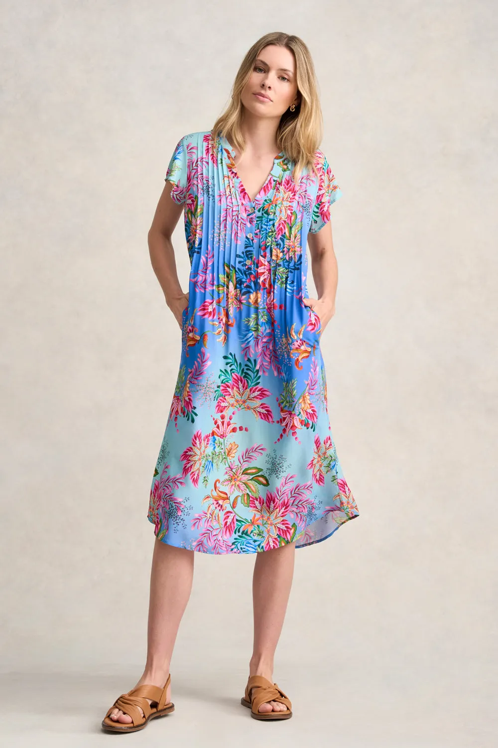 Pleat Front Midi Dress - Midsummer Paisley