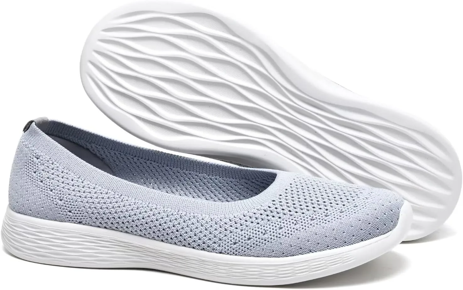 poemlady Women's Slip on Loafer Shoes - Mesh Casual Ballet Flat Nurse Walking Sneakers Round Toe Knit Casual Memory Foam Shoes