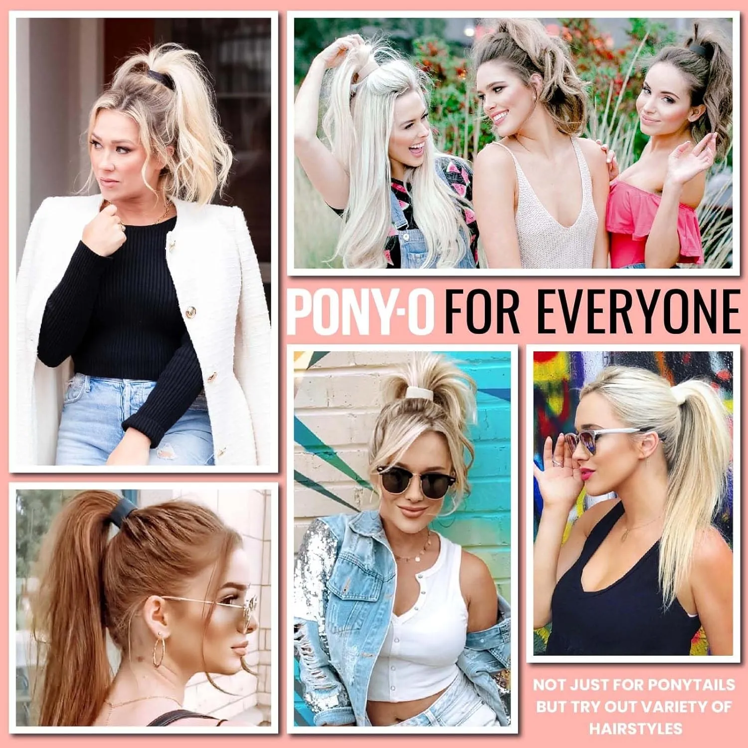 PONY-O 2 pc Designer pack in Medium or Large Revolutionary bendable Hair Tie Alternative Ponytail Holders. Contains one narrow, and wide (Gold Metallic, Large)