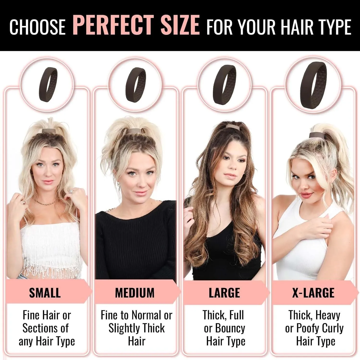 PONY-O Large for Thick, Heavy or Curly Hair Revolutionary Patented Bendable Hair Tie Ponytail Holders - 2 Pack Brown & Brick