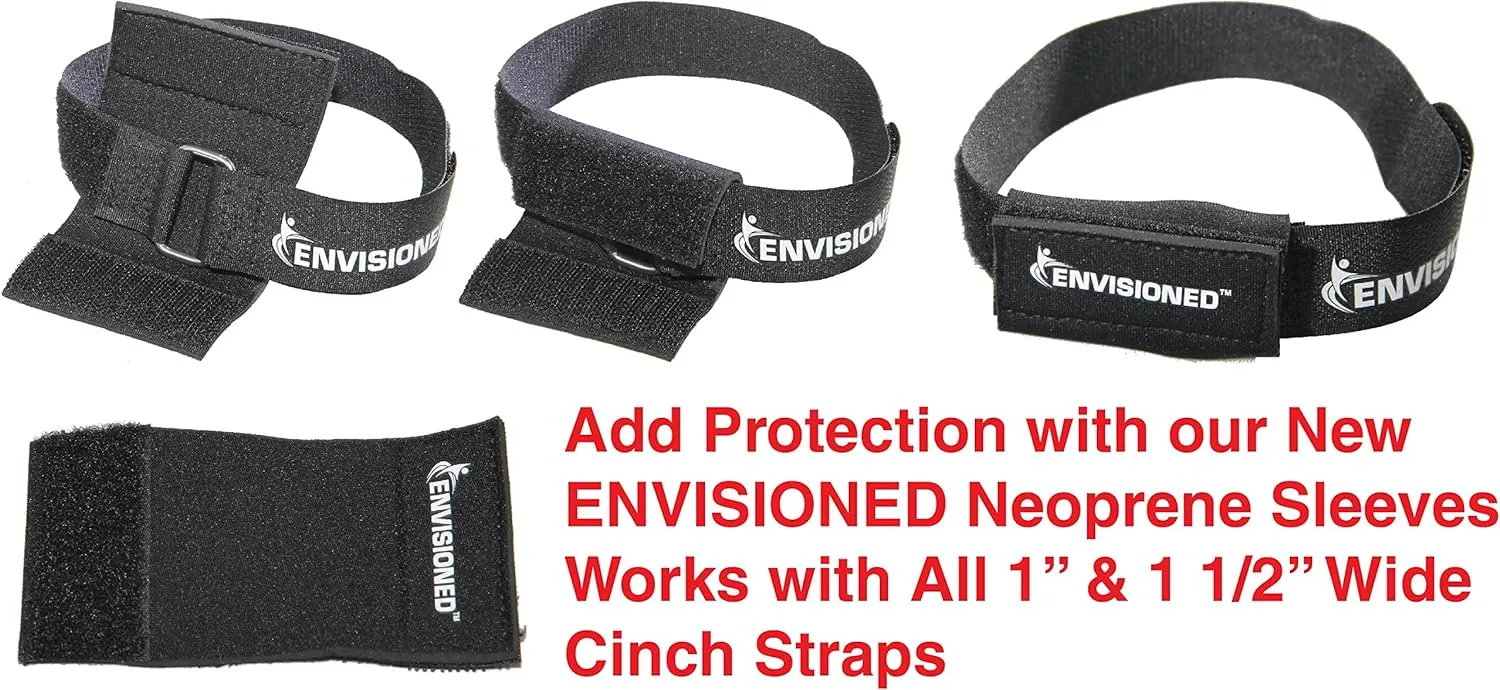 Premium Cinch Straps with Stainless Steel Metal Ring (Buckle), Reusable Durable Hook and Loop, Multipurpose Securing Straps 4 Pack - 3" x 40"