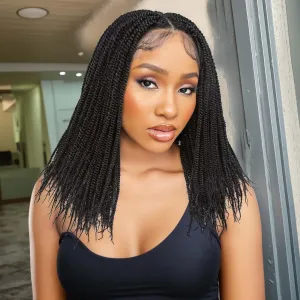 Quick Wig Senegalese Twist Braided Wig for Black Women Full Lace Short Knotless Twist Wigs Glueless Synthetic Braids Wigs Pre Plucked with Baby Hair Micro Twist Hair 20 inches
