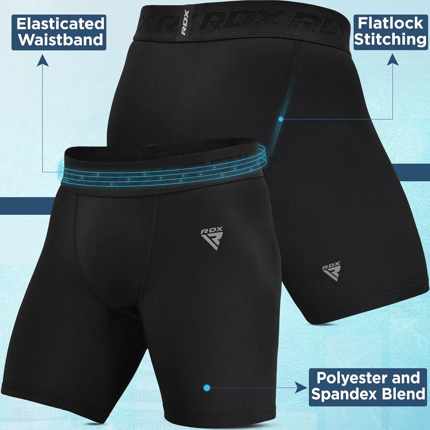 RDX Compression Shorts Men Ultra-Tight Stretchable Baselayer Athletic Sports, Spandex Activewear Underwear Workout Running
