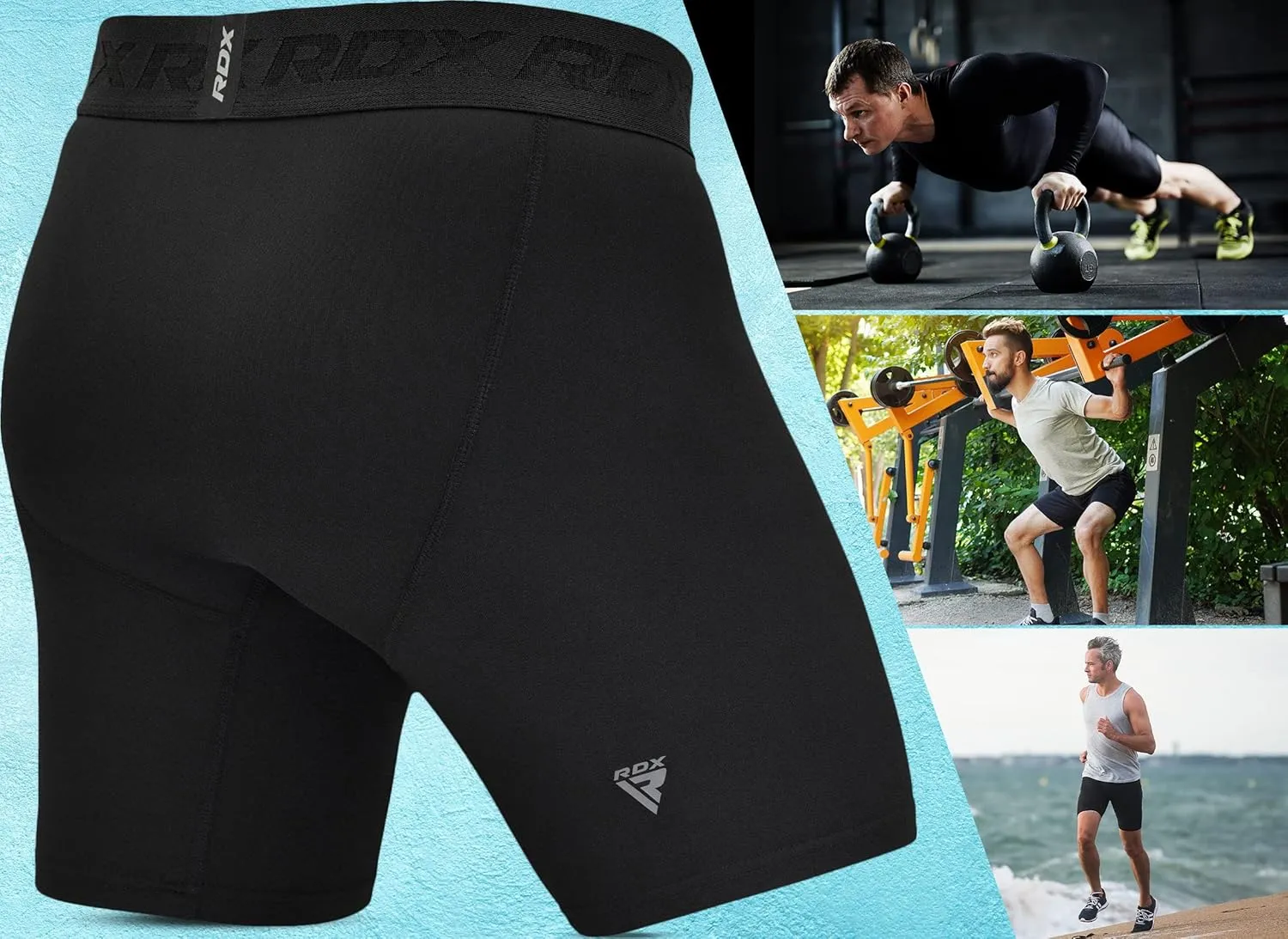 RDX Compression Shorts Men Ultra-Tight Stretchable Baselayer Athletic Sports, Spandex Activewear Underwear Workout Running