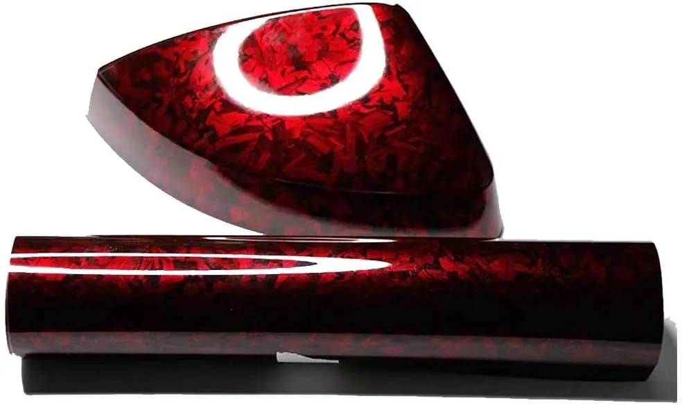 Red Forged Gloss Carbon Fiber Vinyl Wrap Roll Stretchable Decal Sticker Film Sheet Air Release DIY Decoration Vinyl
