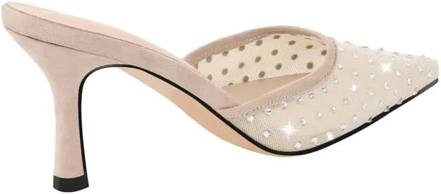 Richealnana Women's Pointed Toe Bow Mule Sandals Party Wedding High Heel Pumps