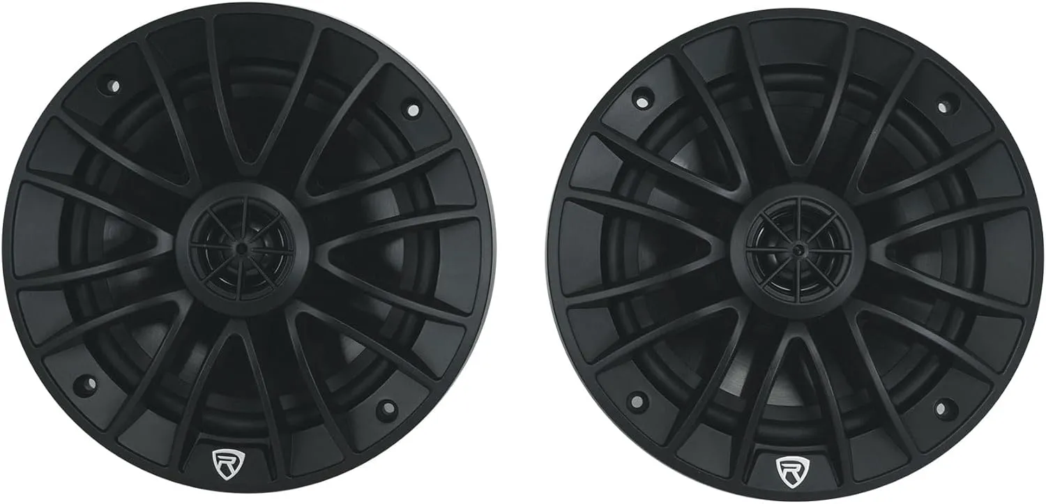 Rockville Pair RM-PREMIUM-65 Black 6.5" 600w Marine Boat Speakers - Crisp Sound!